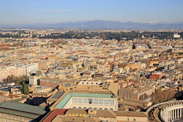 ROME, ITALY - DECEMBER 20, 2012: Aerial View of Rome from St. Peter's Basilica, Rome, Italy
