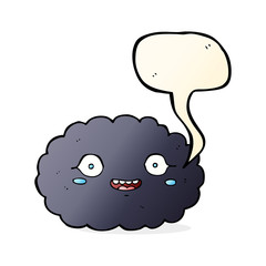 happy cartoon cloud with speech bubble