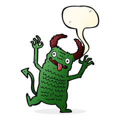 cartoon demon with speech bubble