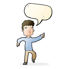 cartoon dancing man with speech bubble