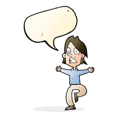 cartoon panicking man with speech bubble