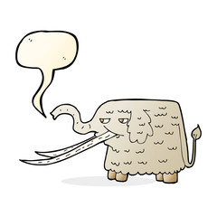 cartoon woolly mammoth with speech bubble