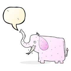 cartoon happy elephant with speech bubble