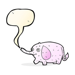 cartoon funny little elephant with speech bubble
