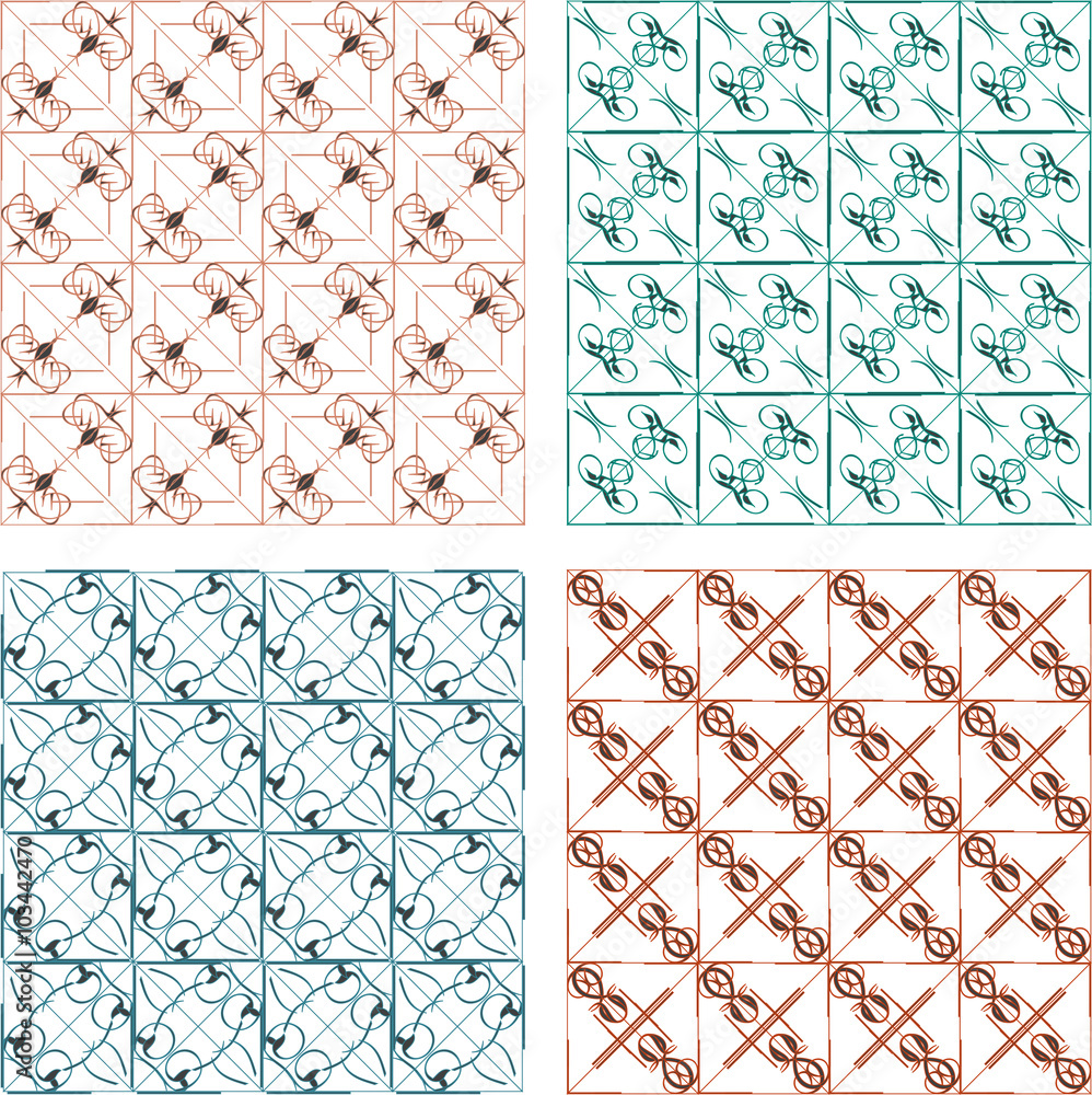 Poster set of vintage calligraphic abstract pattern set vector background