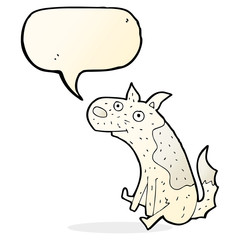 cartoon sitting dog with speech bubble