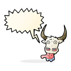 cartoon cow face with speech bubble