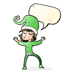 santa's helper cartoon with speech bubble
