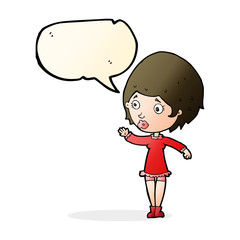 cartoon pretty woman with speech bubble