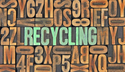 Recycling / caracteres d'imprimerie en bois 
