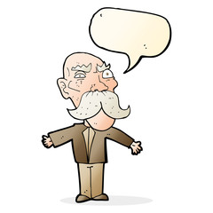cartoon angry old man with speech bubble
