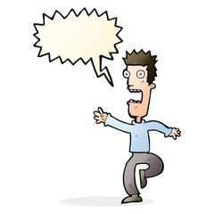 cartoon shrieking man with speech bubble