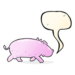 cartoon hippopotamus with speech bubble