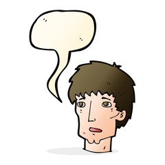 cartoon worried man with speech bubble