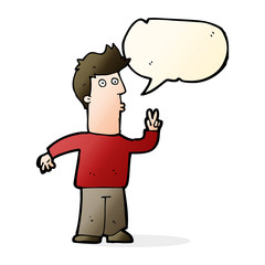 Fototapeta premium cartoon man signaling with hand with speech bubble