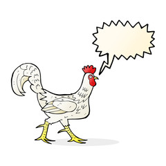 cartoon cockerel with speech bubble