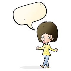 cartoon confused woman with speech bubble