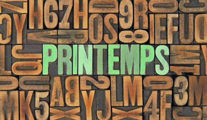 Printemps / caracteres d'imprimerie en bois 