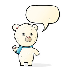 cartoon cute polar bear with speech bubble