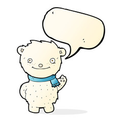 cartoon cute polar bear with speech bubble