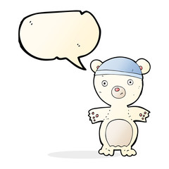 cartoon cute polar bear with speech bubble