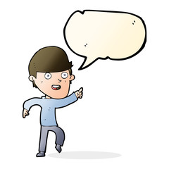 cartoon happy man with speech bubble