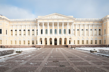 Fototapeta na wymiar The building of the Russian Museum in St. Petersburg in winter.
