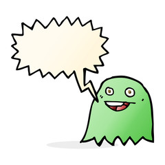 cartoon ghost with speech bubble