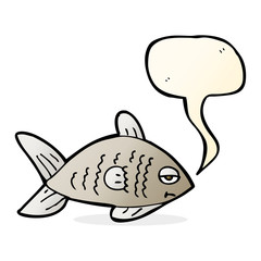 cartoon funny fish with speech bubble