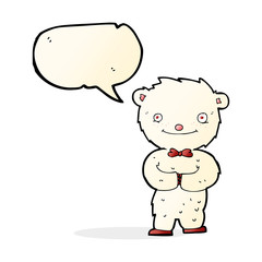 cartoon little polar bear with speech bubble