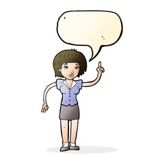 cartoon woman with idea with speech bubble