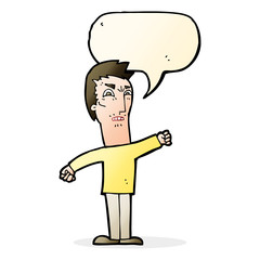 cartoon annoyed man with speech bubble