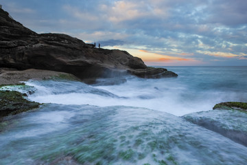 Fototapeta na wymiar Sea stones at sunset