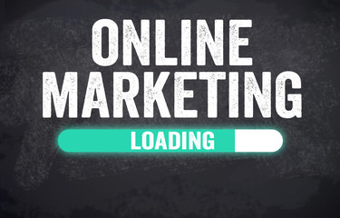 Kreidetafel mit Ladebalken und Online Marketing