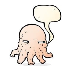 cartoon alien face with speech bubble