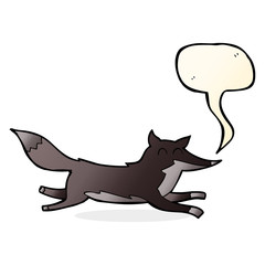 cartoon running wolf with speech bubble