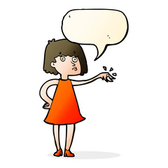 cartoon woman showing off engagement ring with speech bubble