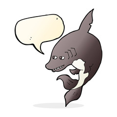 funny cartoon shark with speech bubble