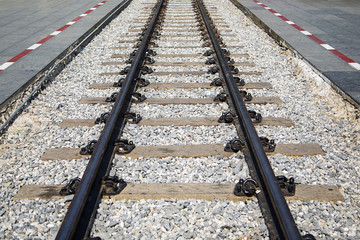 Fototapeta premium Rails on the bridge on the river Kwai