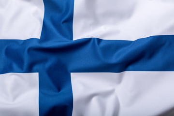Obraz premium Flags of the Finland and the European Union. Finland Flag and EU Flag. World flag money concept.