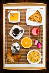 Composition with breakfast on the table