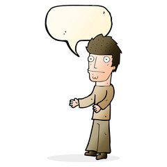 cartoon confused man with speech bubble