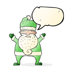 cartoon ugly santa claus with speech bubble