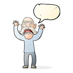 cartoon angry old man with speech bubble