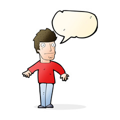 cartoon worried man with speech bubble