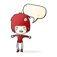 cartoon vampire girl with speech bubble