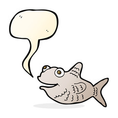cartoon happy fish with speech bubble