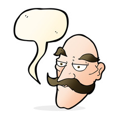 cartoon old man face with speech bubble