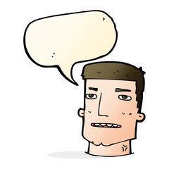 cartoon male head with speech bubble