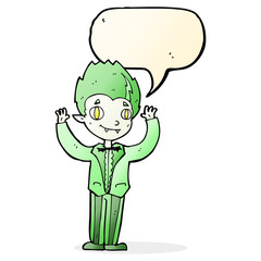 cartoon vampire boy with speech bubble